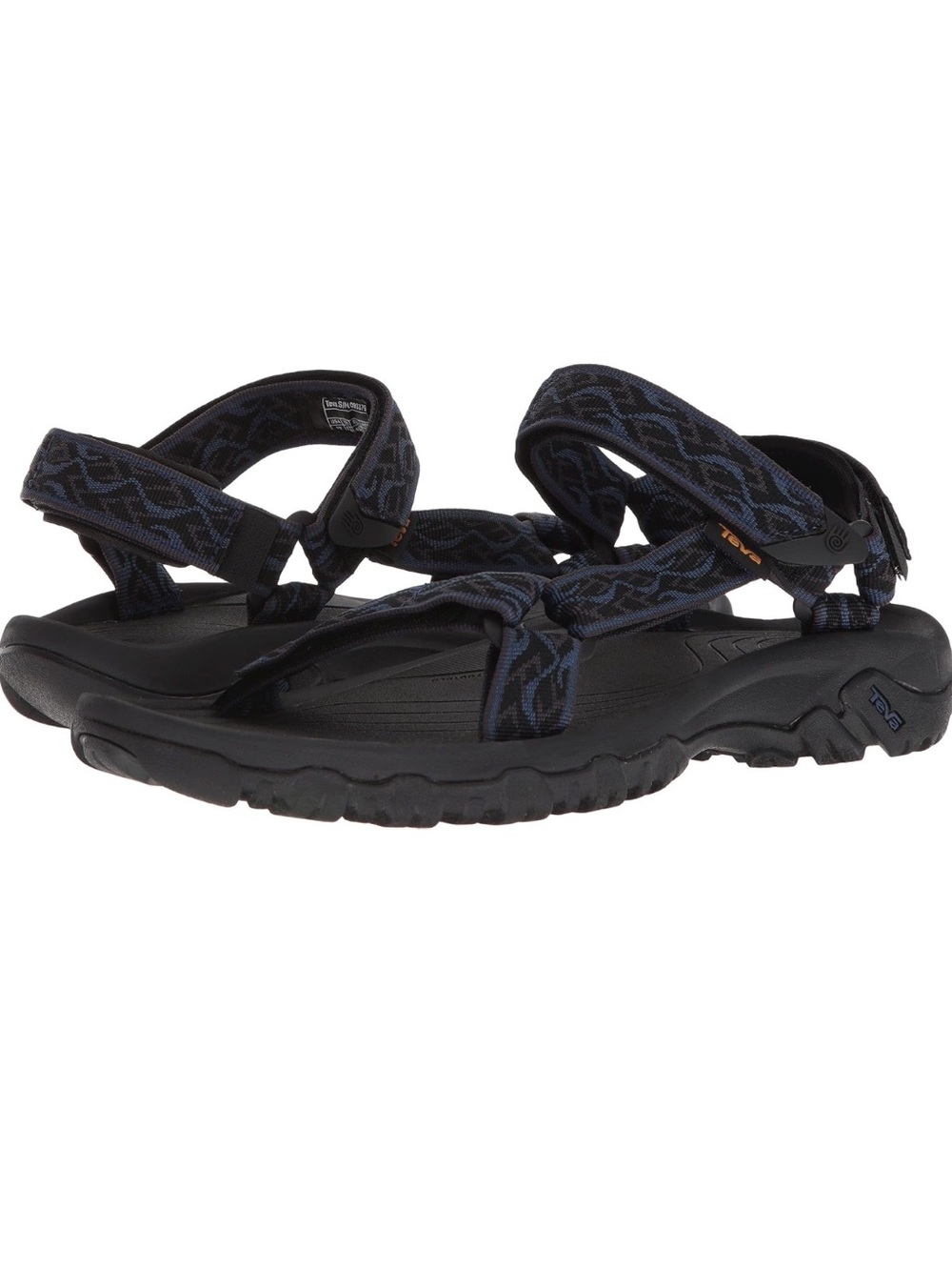 Teva Men's Hurricane 4 Sandals Strappy Outdoor Sandals in Navy/Black Wavy Trail